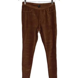 Memoi Womens Thin-Rib Slim-Cut Stretch Corduroy Leggings Brown Size M/L